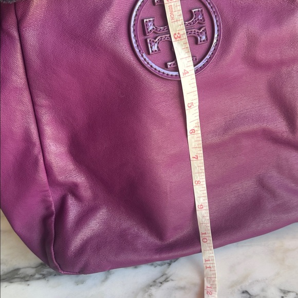 Tory Burch Purple Logo Coated Canvas Tote Bag Hobo - Picture 12 of 14